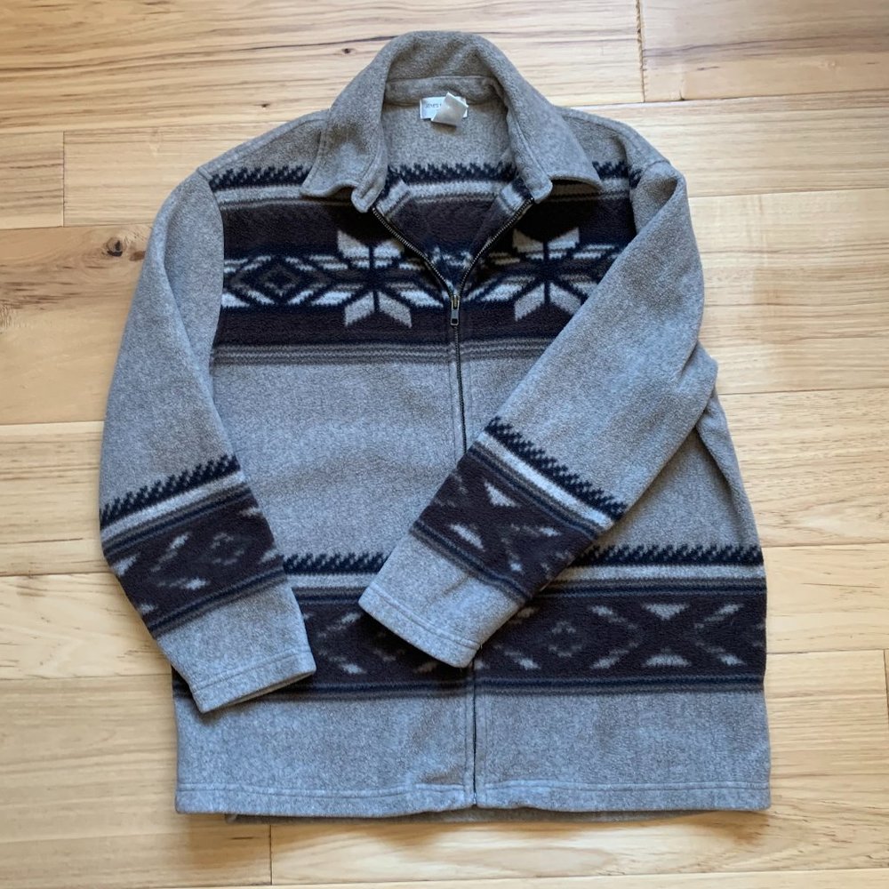 Jones New York Aztec Zip Front Sherpa Jacket